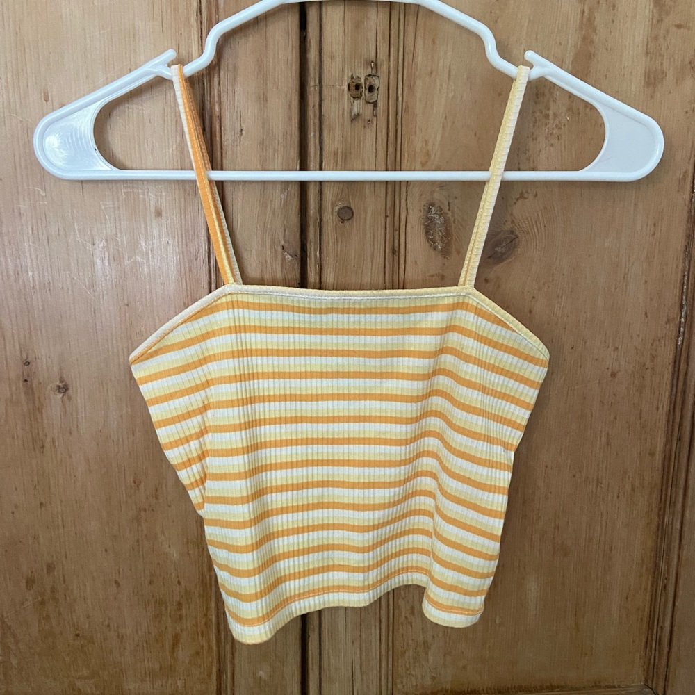 Striped PacSun tank top. Yellow, orange, white